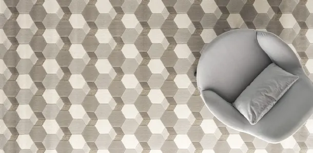 Tappeto con geometrie Cementino di Calligaris