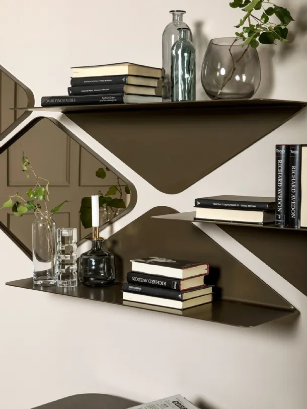 Mensola Matrix shelf in metallo con specchi di Tonin Casa