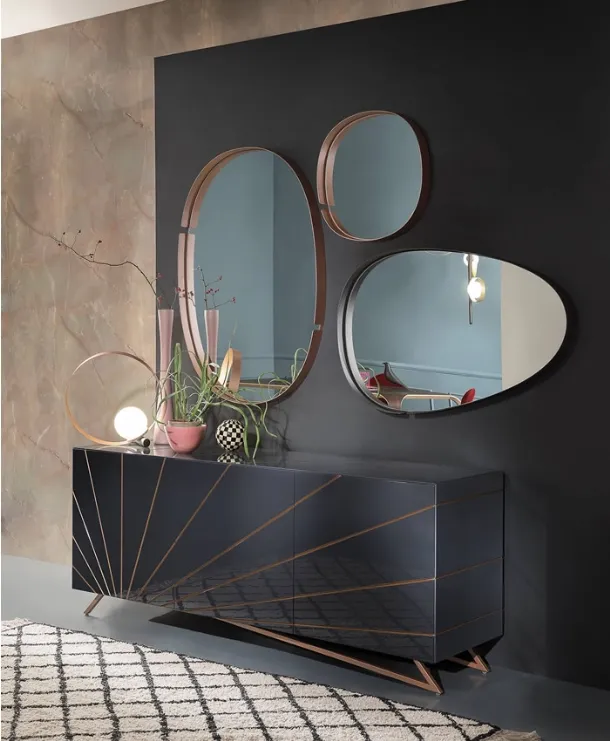 Specchio con cornice in metallo verniciato Lumière di Riflessi