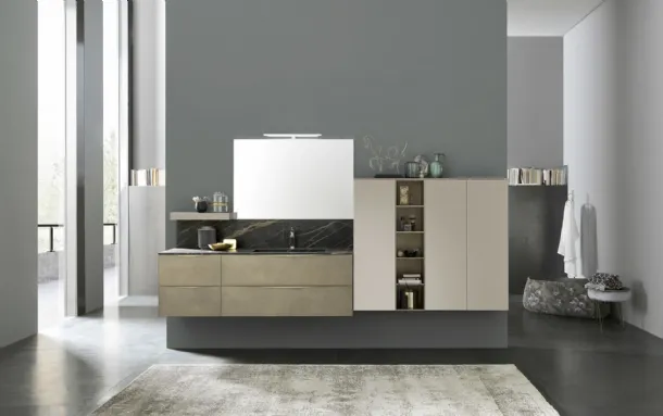 Mobile bagno sospeso M1 System C107 in laccato Metal Bronzo e Cenere opaco di Baxar