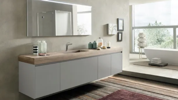 Mobile da Bagno sospeso M2 System C213 in laccato Grigio Luce opaco di Baxar