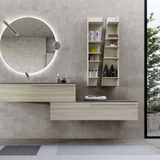 Mobile da Bagno sospeso in melaminico con top in ecomalta Lime 0 Comp ALL 009 di Azzurra