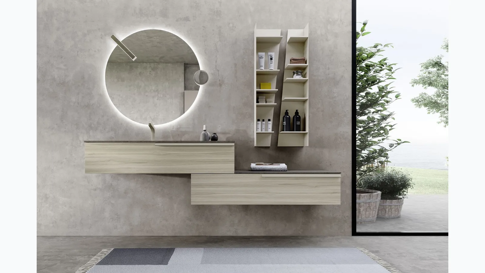 Mobile da Bagno sospeso in melaminico con top in ecomalta Lime 0 Comp ALL 009 di Azzurra