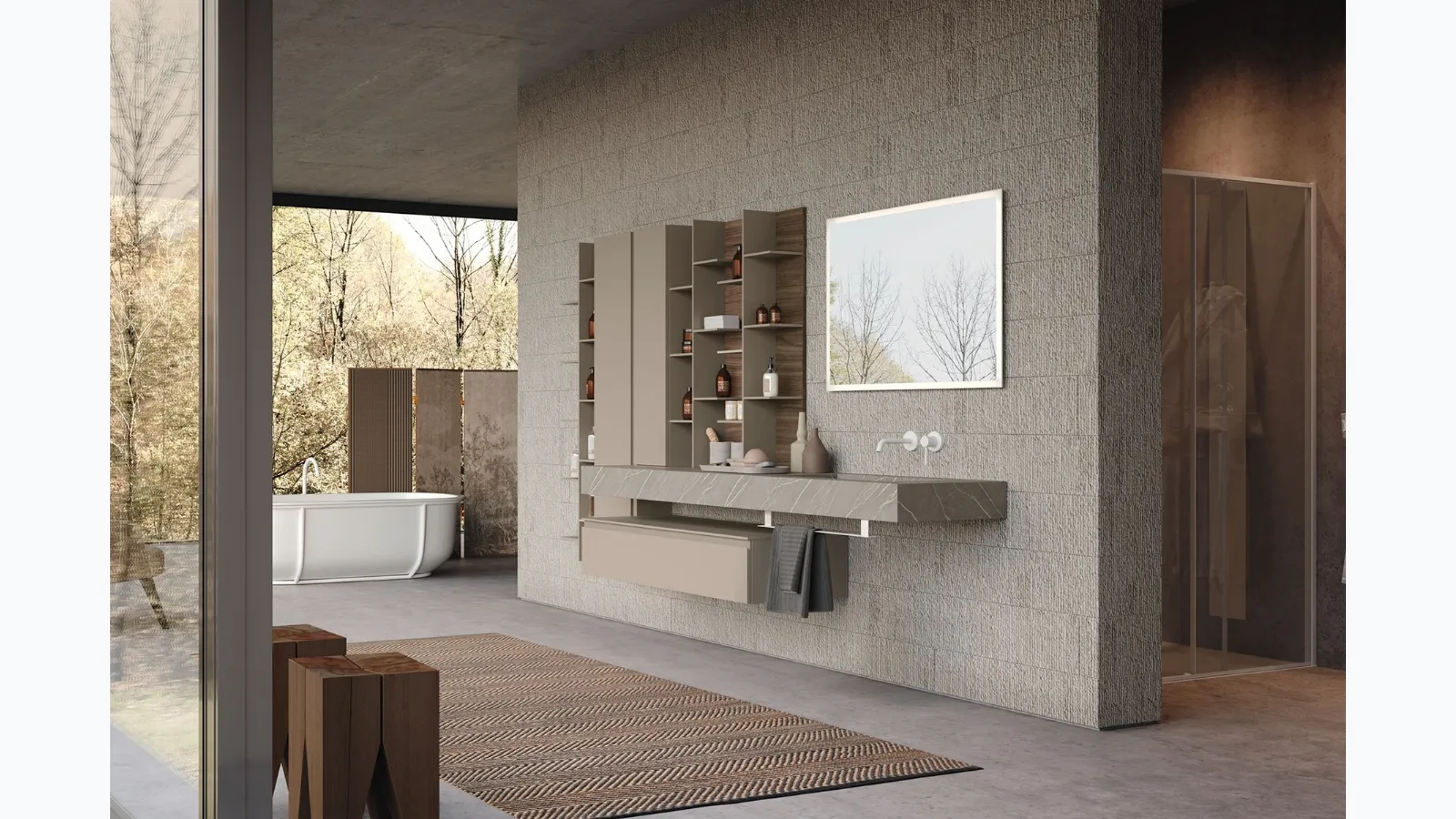 Mobile da Bagno sospeso in laccato opaco e top in HPL Lime 1|0 Comp J&T 003 di Azzurra