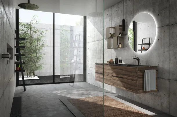 Mobile da Bagno sospeso in melaminico con top in gres Lime 1|0 Comp J&T 014 di Azzurra