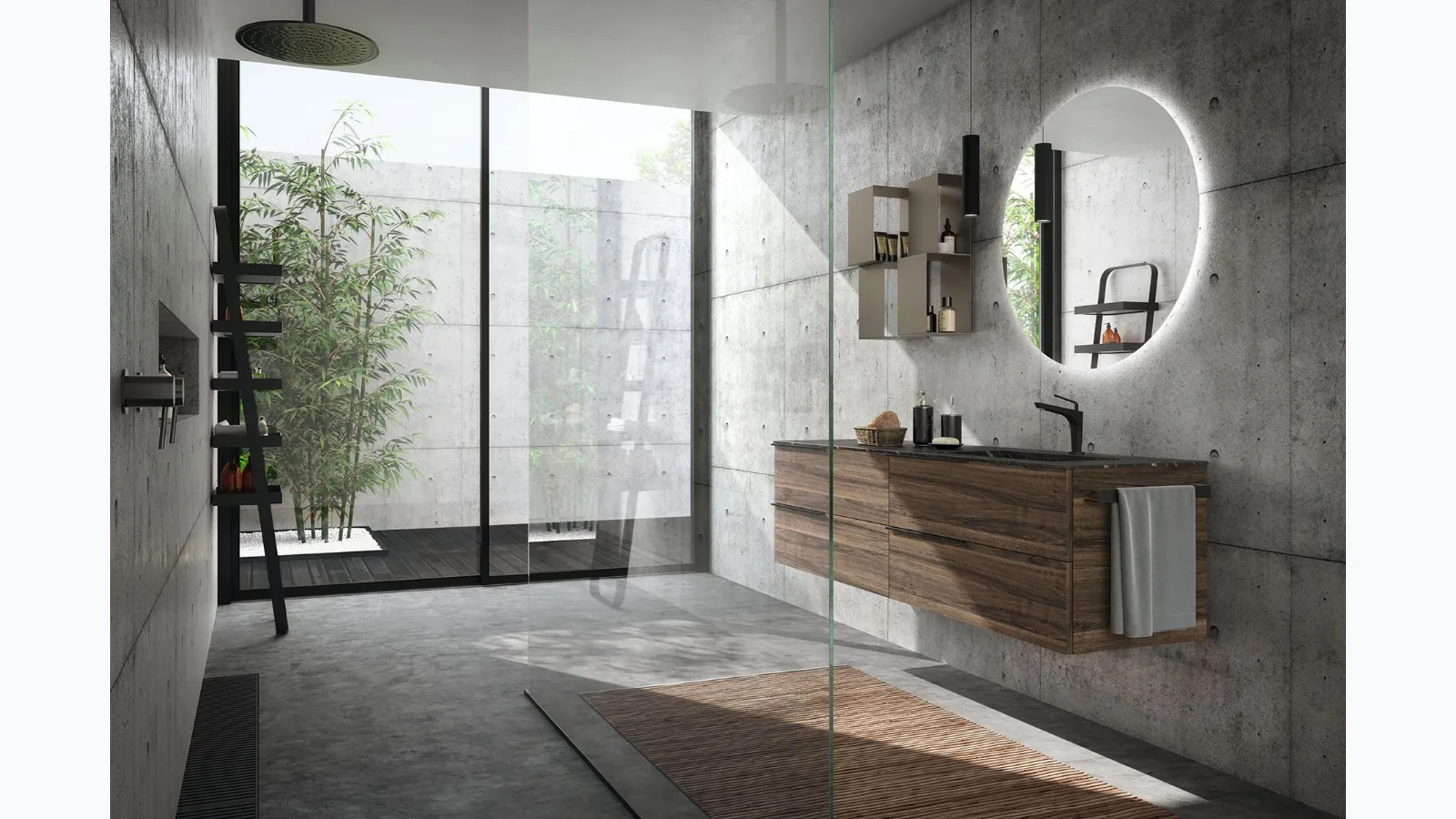 Mobile da Bagno sospeso in melaminico con top in gres Lime 1|0 Comp J&T 014 di Azzurra