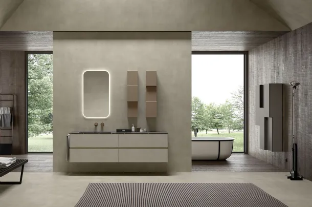 Mobile da Bagno sospeso in melaminico e top in HPL Lime 2|0 Comp 003 di Azzurra