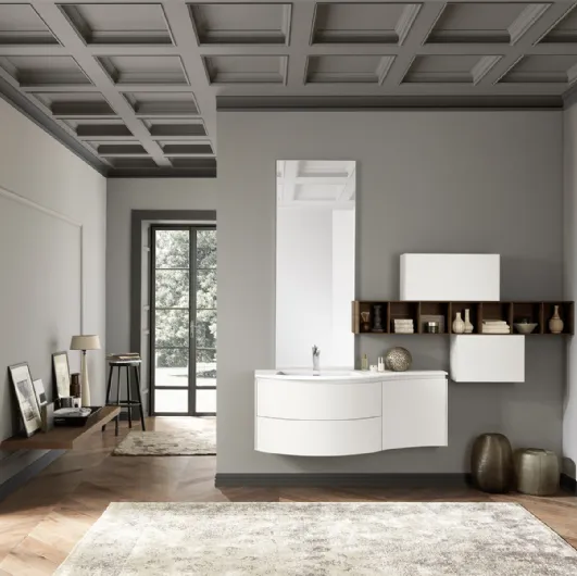 Mobile da Bagno sospeso in laccato bianco opaco Lime 2|0 Comp 211 di Azzurra