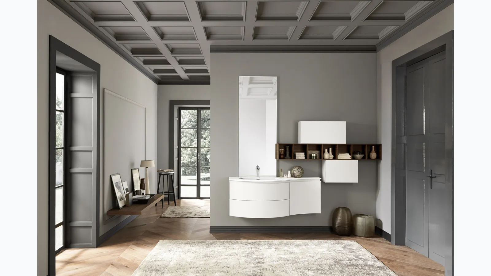 Mobile da Bagno sospeso in laccato bianco opaco Lime 2|0 Comp 211 di Azzurra