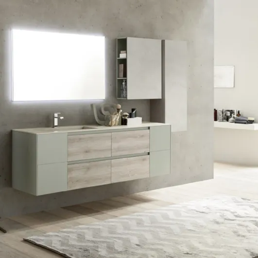 Mobile da Bagno sospeso in melaminico e laccato Lime 2 0 Comp 214 di Azzurra