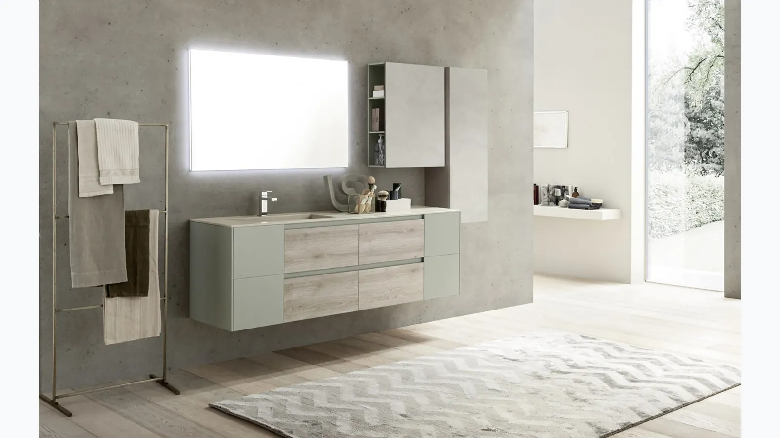 Mobile da Bagno sospeso in melaminico e laccato Lime 2|0 Comp 214 di Azzurra