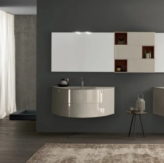 Mobile da Bagno sospeso M System C004 in laccato lucido di Baxar