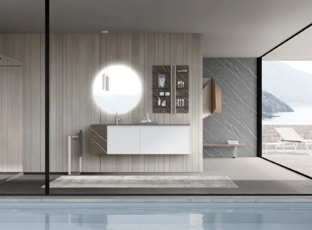 Mobile da Bagno sospeso M2 System 221 in laccato opaco e HPL di Baxar