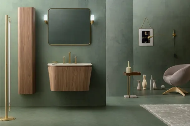 Mobile da Bagno sospeso Suede 02 in Noce Canaletto di Cerasa