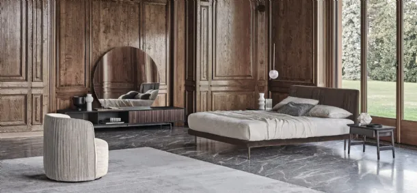 Letto in tessuto con testiera plissettata Chloè Luxury di Ditre Italia