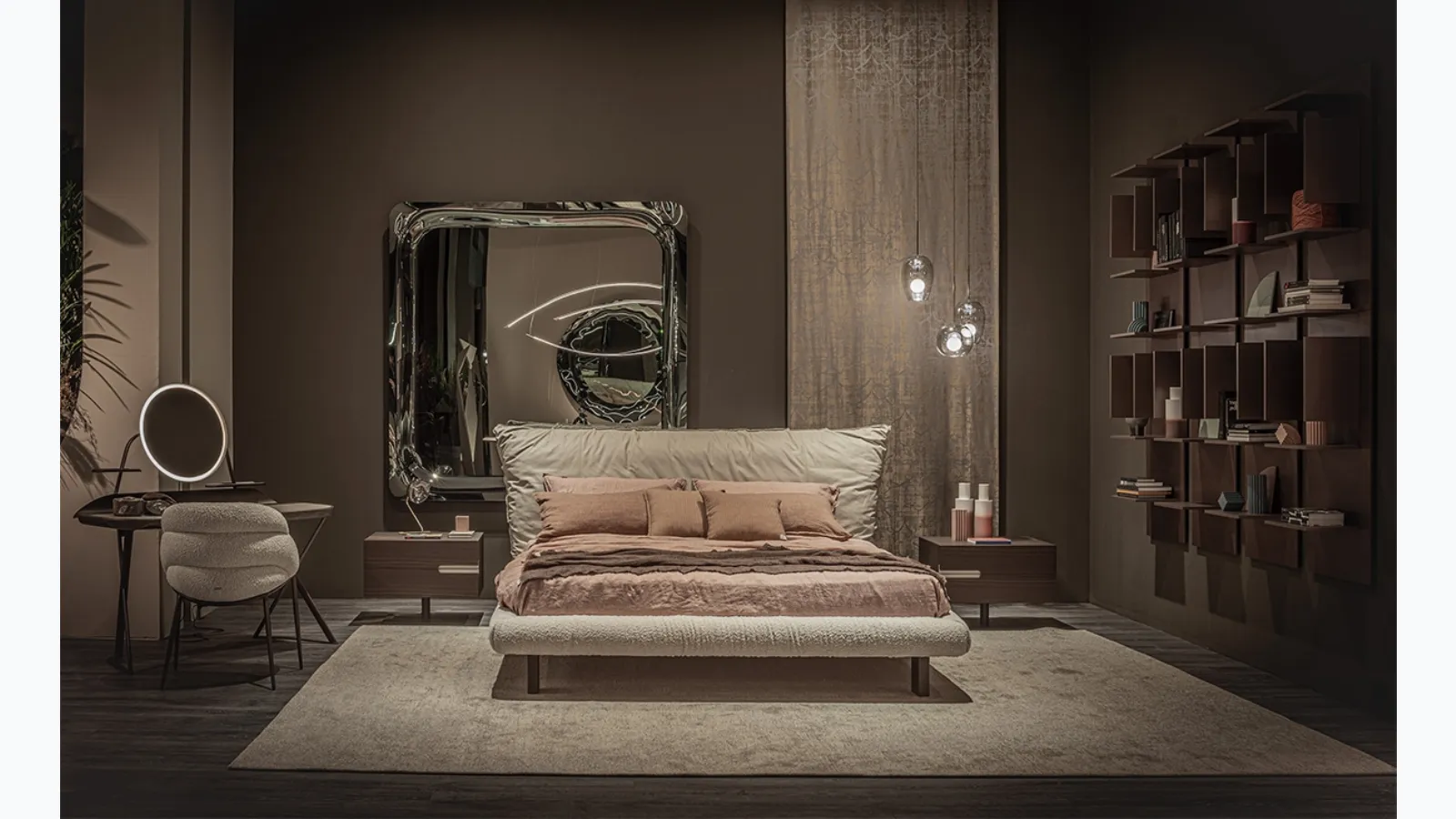 Letto di design Pascal in pelle e tessuto di Cattelan Italia