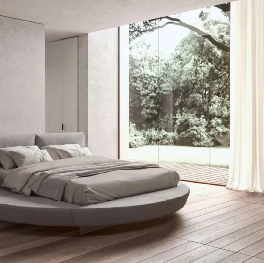 Letto di design circolare in pelle Zero di Presotto