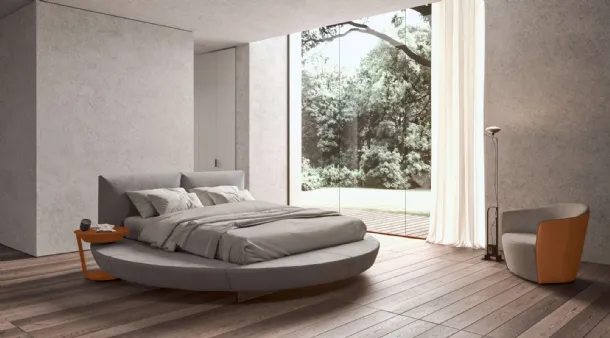 Letto di design circolare in pelle Zero di Presotto