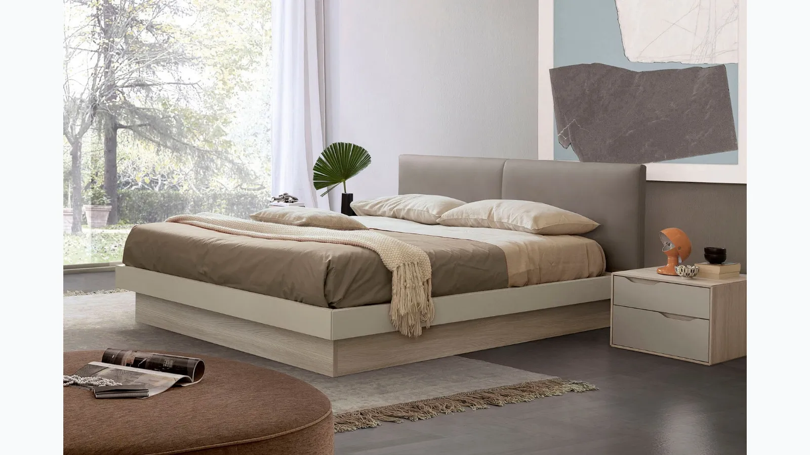 Letto con testiera in ecopelle imbottita Double di S75