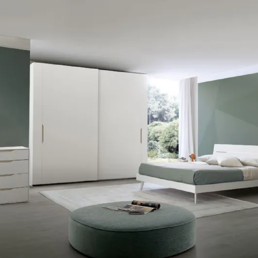 Letto finitura bianco opaco con testiera Time Led di S75