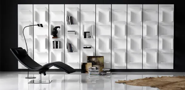 Libreria componibile a muro in legno laccato bianco Fifty di Cattelan Italia