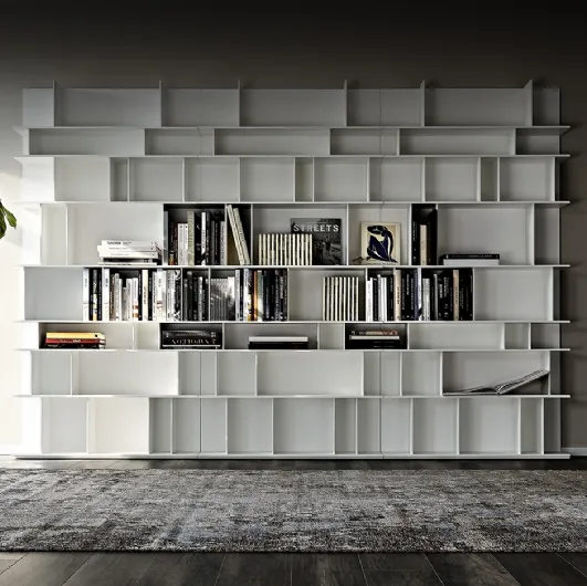 Libreria a muro in MDF laccato bianco Wally di Cattelan Italia