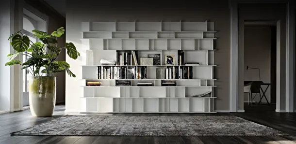 Libreria a muro in MDF laccato bianco Wally di Cattelan Italia