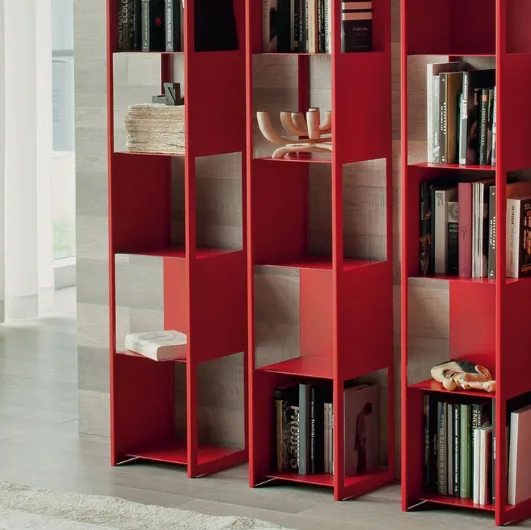 Libreria componibile in metallo rosso Joker di Cattelan Italia