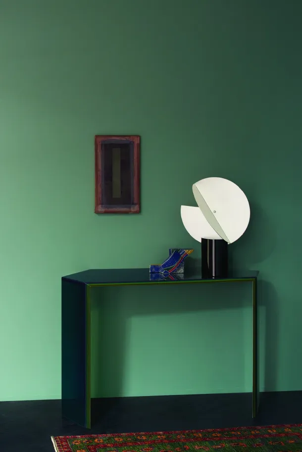 Mobile ingresso Bisel in cristallo con pellicola colorata di Glas Italia