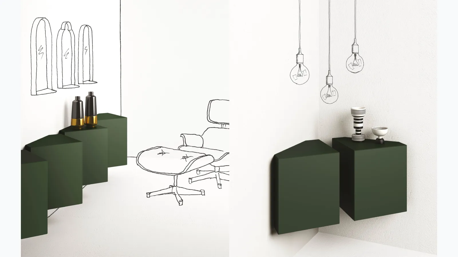 Mobile sospesoAng Verde di Minotti Italia