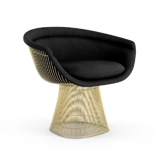 Poltroncina in tessuto e metallo Platner Lounge Chair Gold di Knoll