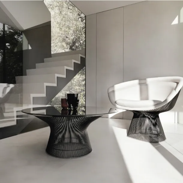 Poltroncina in tessuto Bianco e metallo Platner Lounge Chair di Knoll