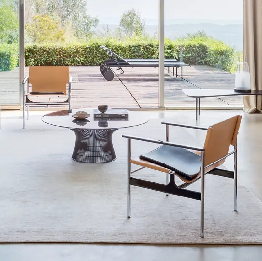 Poltroncina in pelle e metallo Pollock Arm Chair di Knoll