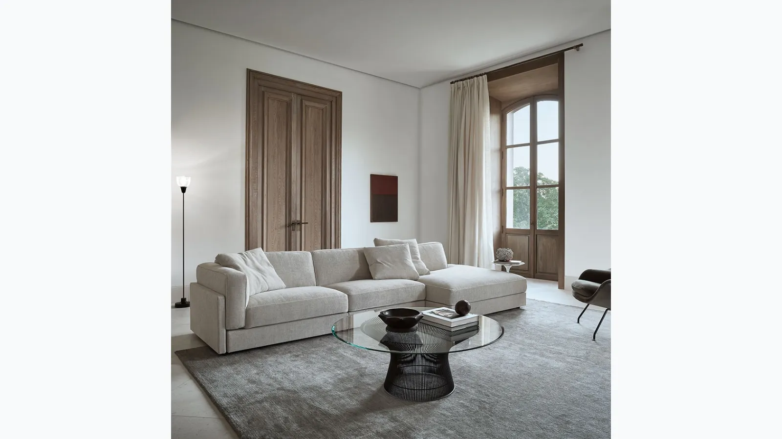 Divano in tessuto con penisola Gould Sofa di Knoll