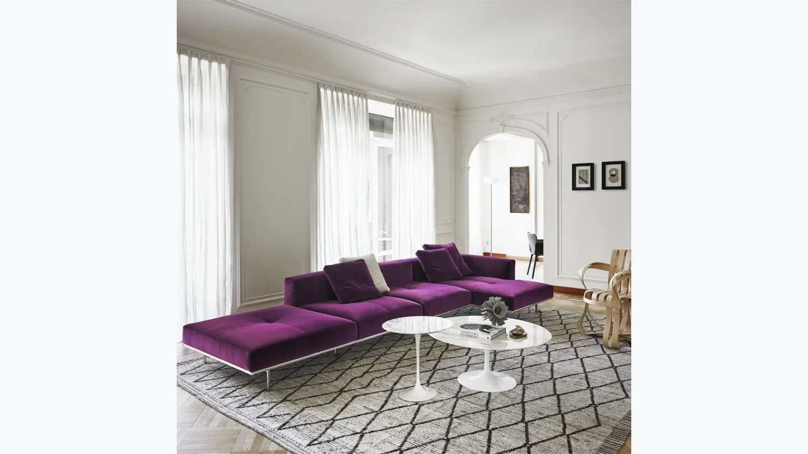 Divano con penisola in tessuto Matic Sofa Collection di Knoll