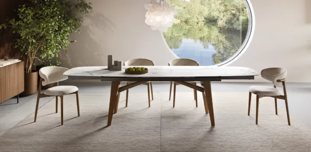 Tavolo allungabile in ceramica con struttura in legno Abrey di Calligaris