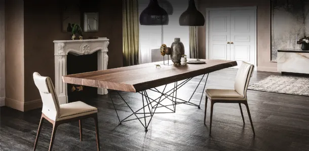 Tavolo con piano in legno di noce massello con bordi irregolari Gordon Deep Wood di Cattelan Italia