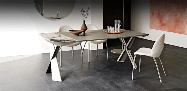 Consolle allungabile con piano in ceramica e base in metallo Terminal Keramik Drive di Cattelan Italia