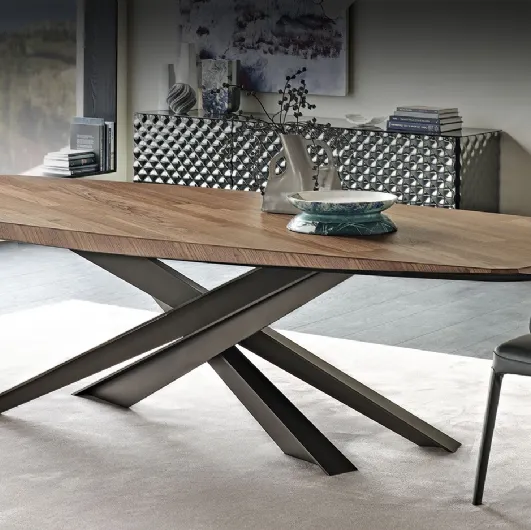 Tavolo rettangolare con piano in legno pregiato Lancer Wood di Cattelan Italia