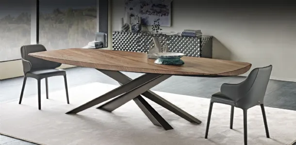 Tavolo rettangolare con piano in legno pregiato Lancer Wood di Cattelan Italia