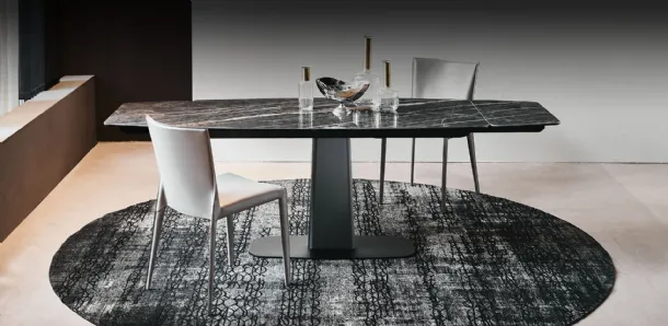 Tavolo allungabile con base in metallo e piano in ceramica Linus Keramik Drive di Cattelan Italia