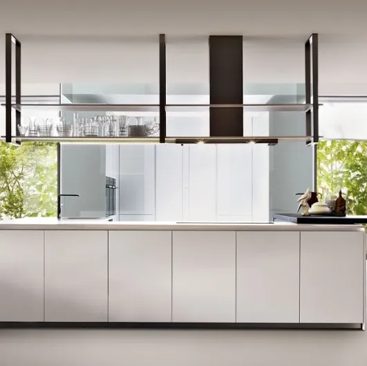 Cucina Design con isola in laminato Bianco HiLine 6 di Dada