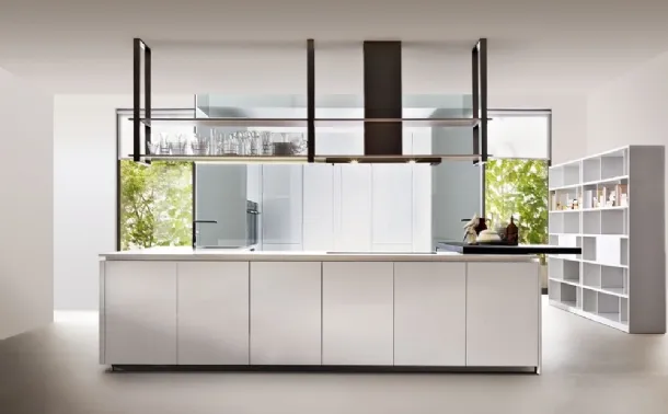 Cucina Design con isola in laminato Bianco HiLine 6 di Molteni & C