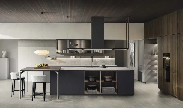 Cucina Design con isola InDada in Fenix Grigio Bromo di Molteni & C