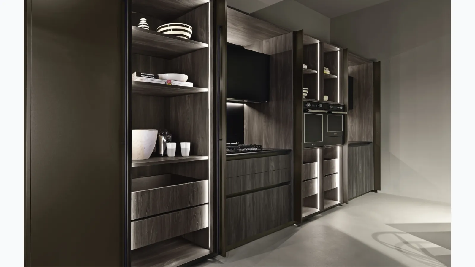 Cucina Design lineare in legno Arka 02 di Maistri