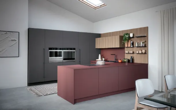 Cucina Moderna con penisola Colibrì Maniglia 02 di Forma Cucine