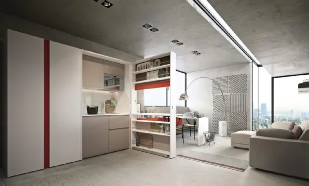 Cucina Moderna Kitchen Box Ambiente 10 minicucina trasformabile e integrabile nei programmi Living & Young System di Clei