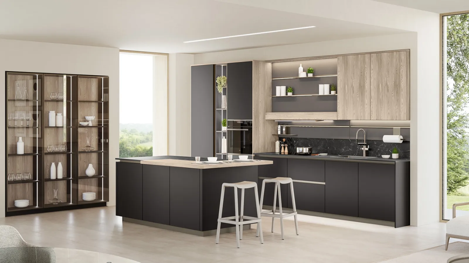 Cucina Moderna con isola Start Time J 02 di Veneta Cucine